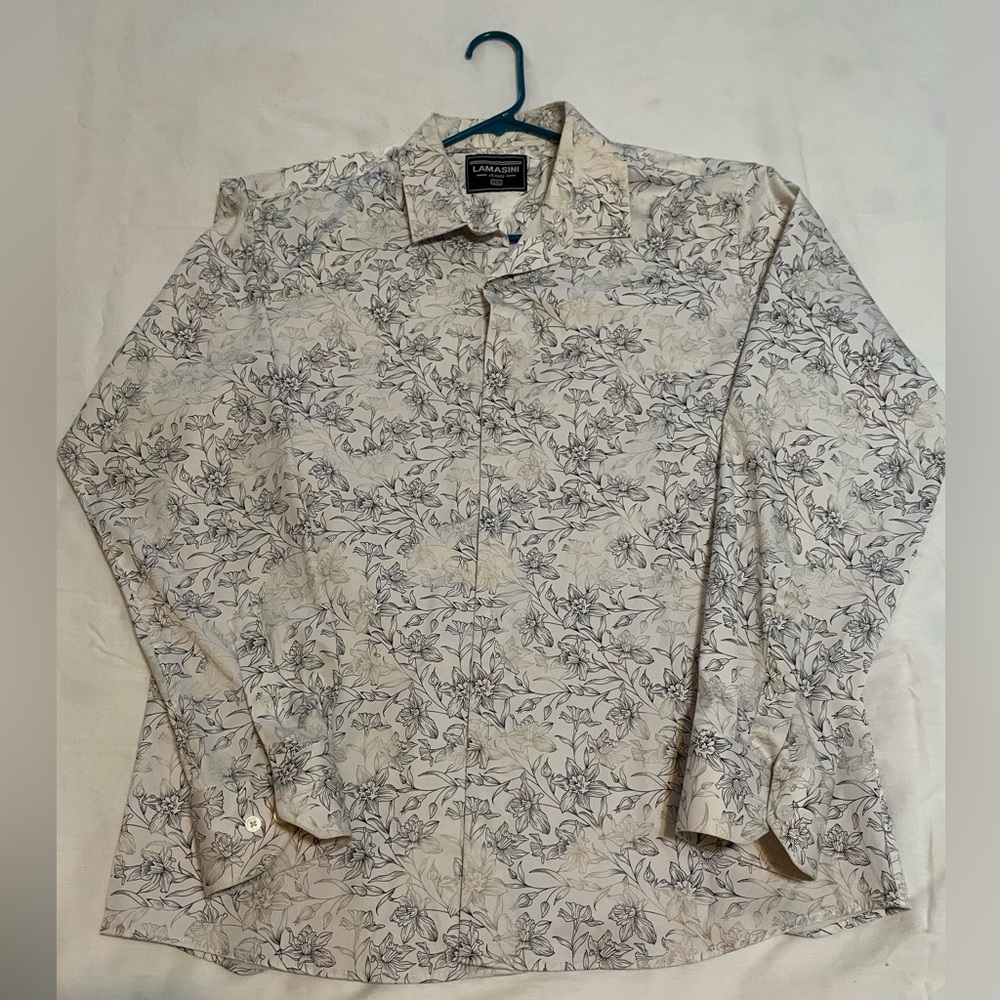White floral dress shirt size XXL